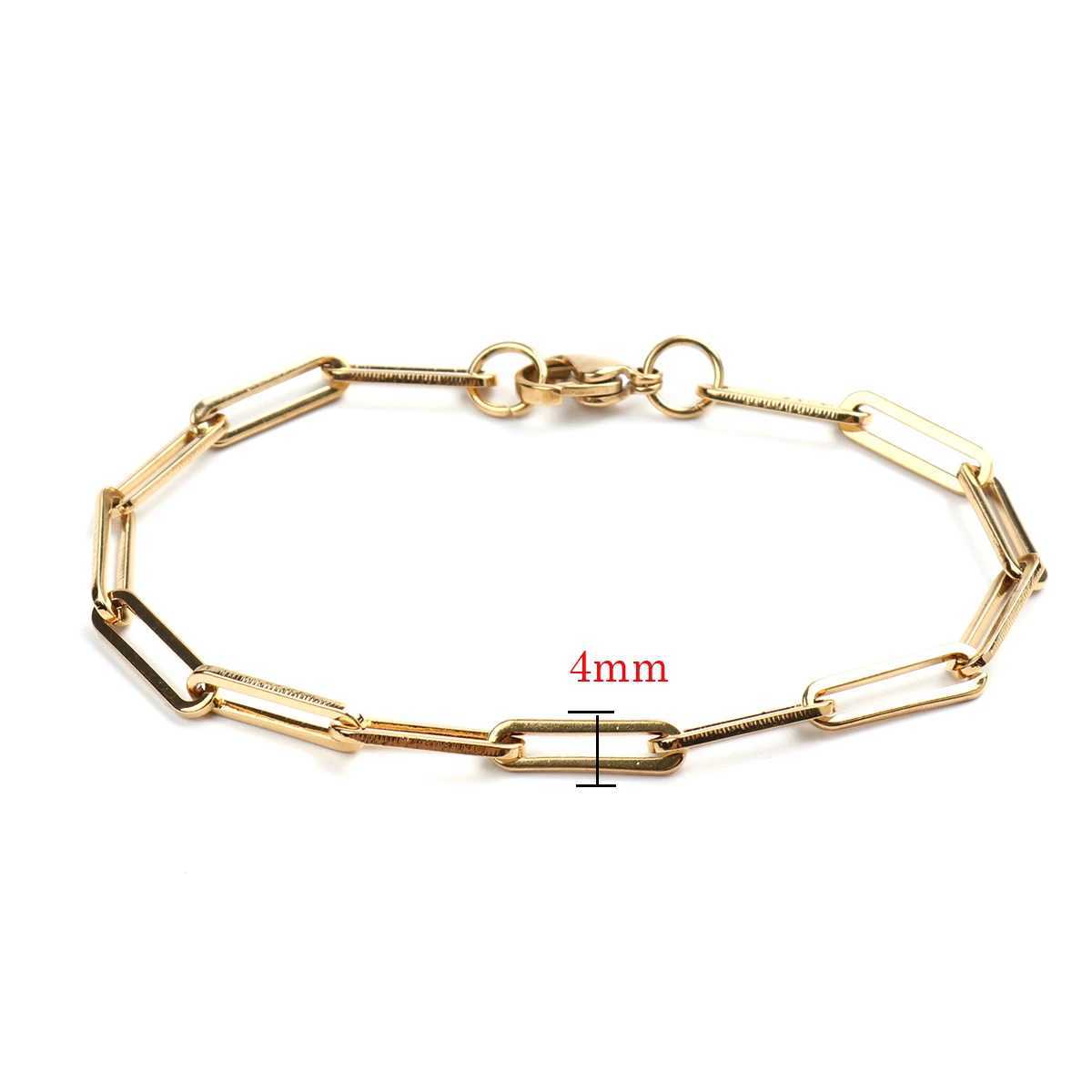 New Fashion 304 Stainless Steel Paperclip Chains Bracelets Metal Hand-Chain For Women Men Jewelry Gifts 18.5cm long 1 Piece M250604