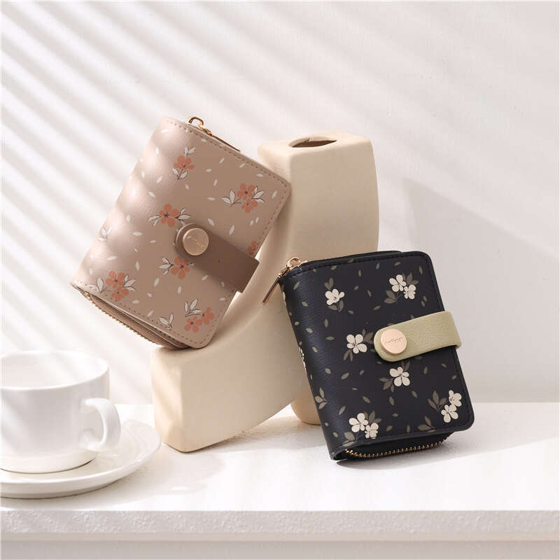 Pretty Style Korean Fashion Printed Zipper Buckle Accordion Multi-Card Slot Student Wallet Women's Purse