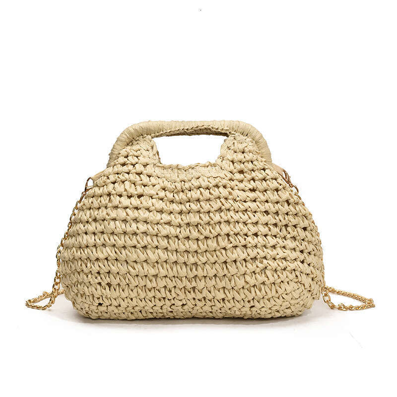 Vacation Shell 2025 New Women's Handbag Mori Style Straw Woven Shoulder Beach Chain Crossbody Bag
