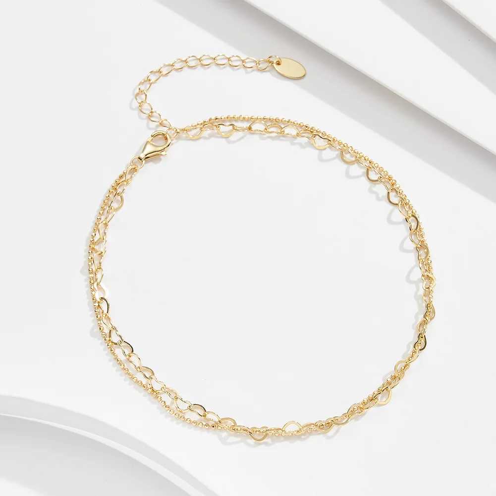 KISS MANDY 925 Sterling Silver Genuine 14K Gold Anklet Chain for Women Fashion Foot Chain Ankle Summer Beach Jewelry SA66 W250604