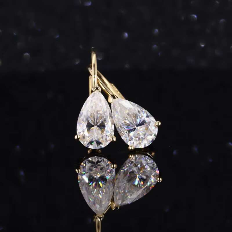 14k 18k Solid Gold with 5x8mm Pear Def Vvs Loose Moissanite Diamond Earrings on Sale