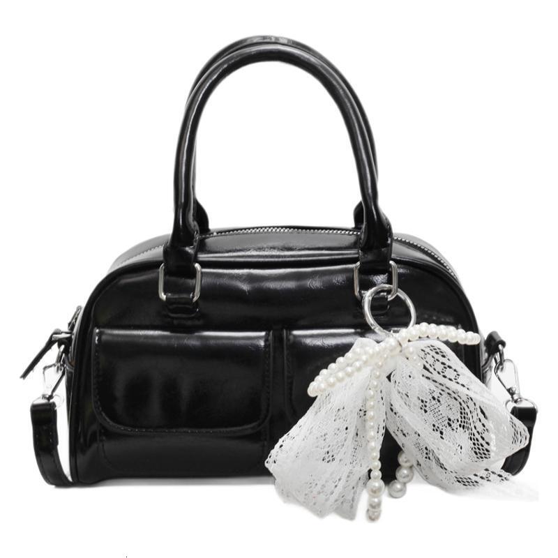 designer Trendy Niche Handheld Bowling Ball Bag for Women 2025 New Casual Versatile Shoulder Bag Soft Leather Crossbody Pillow Bag