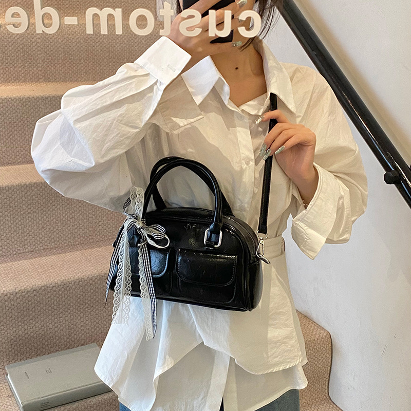 designer Casual Handheld Boston Bag for Women 2025 New Korean Version Simple Versatile Bowknot Single Shoulder Crossbody Bag