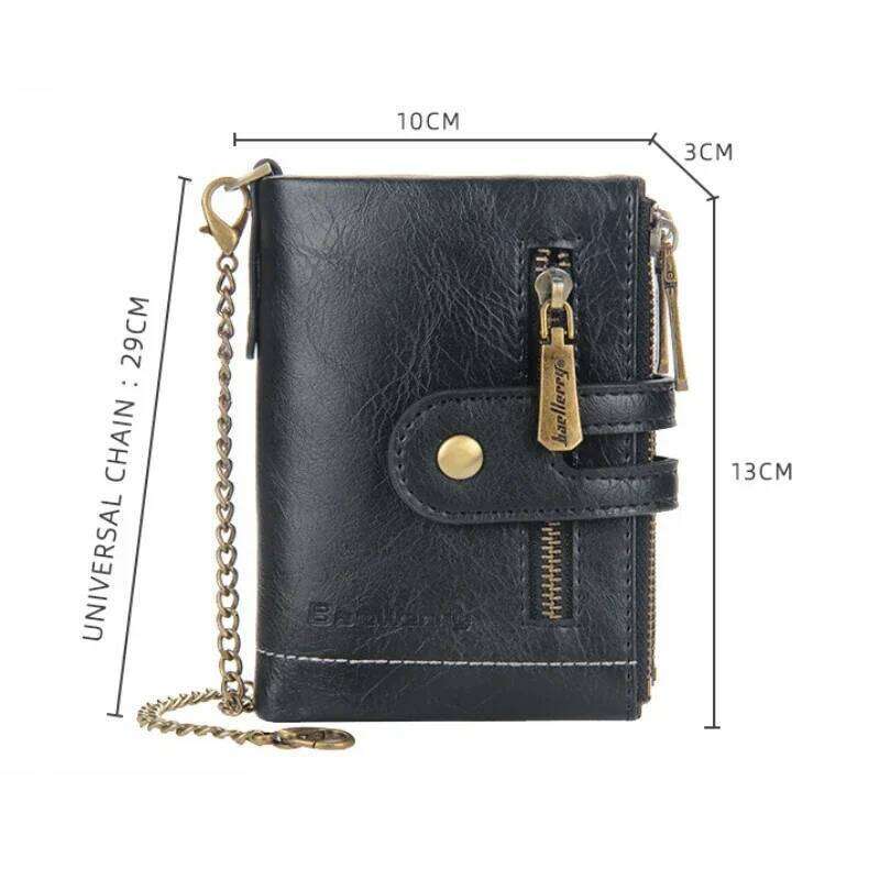 New Men Wallets PU Leather Short Card Holder Chain Brand Men's High Quality Classic Retro Male Wallet Coin Purse
