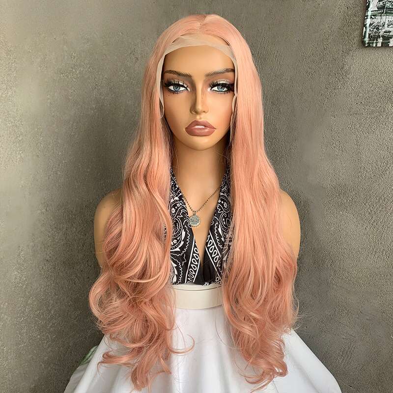 Fashion Front Lace Long Curly Gradient Synthetic Fiber High-Temperature Silk 13*4 Hand-Woven Wig Women's Hairpiece