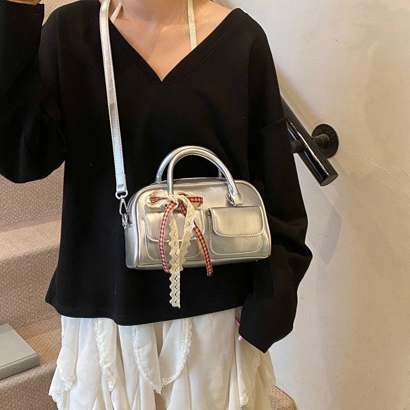 designer High-end Korean Style Commuter Handbag for Women 2025 New Large Capacity Double Pocket Shoulder Underarm Boston Bag