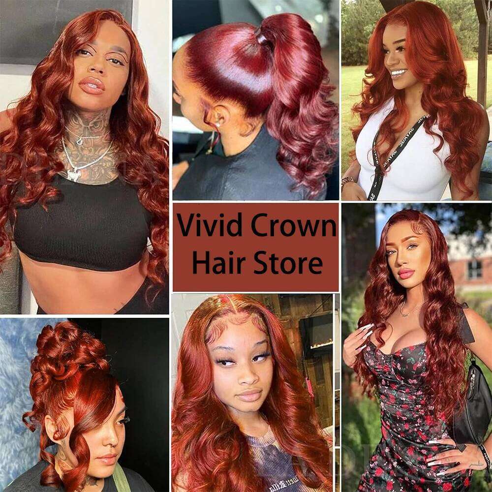 Hidden Strap Body Wave 360 Glueless Reddish Brown Pre Bleached Human Hair With Drawstring Full Lace Front Wig