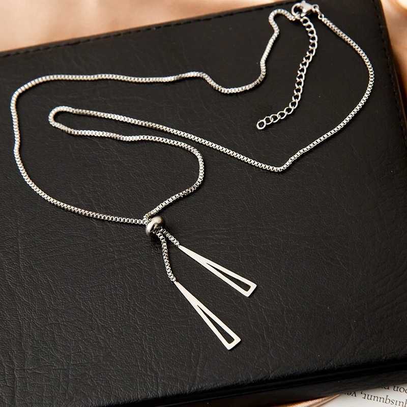 Metal Style Silver Color Triangle Pendant Necklace Fashionable Simple Charm Necklaces for Women Boho Minimalist Jewelry Gifts XJ250604