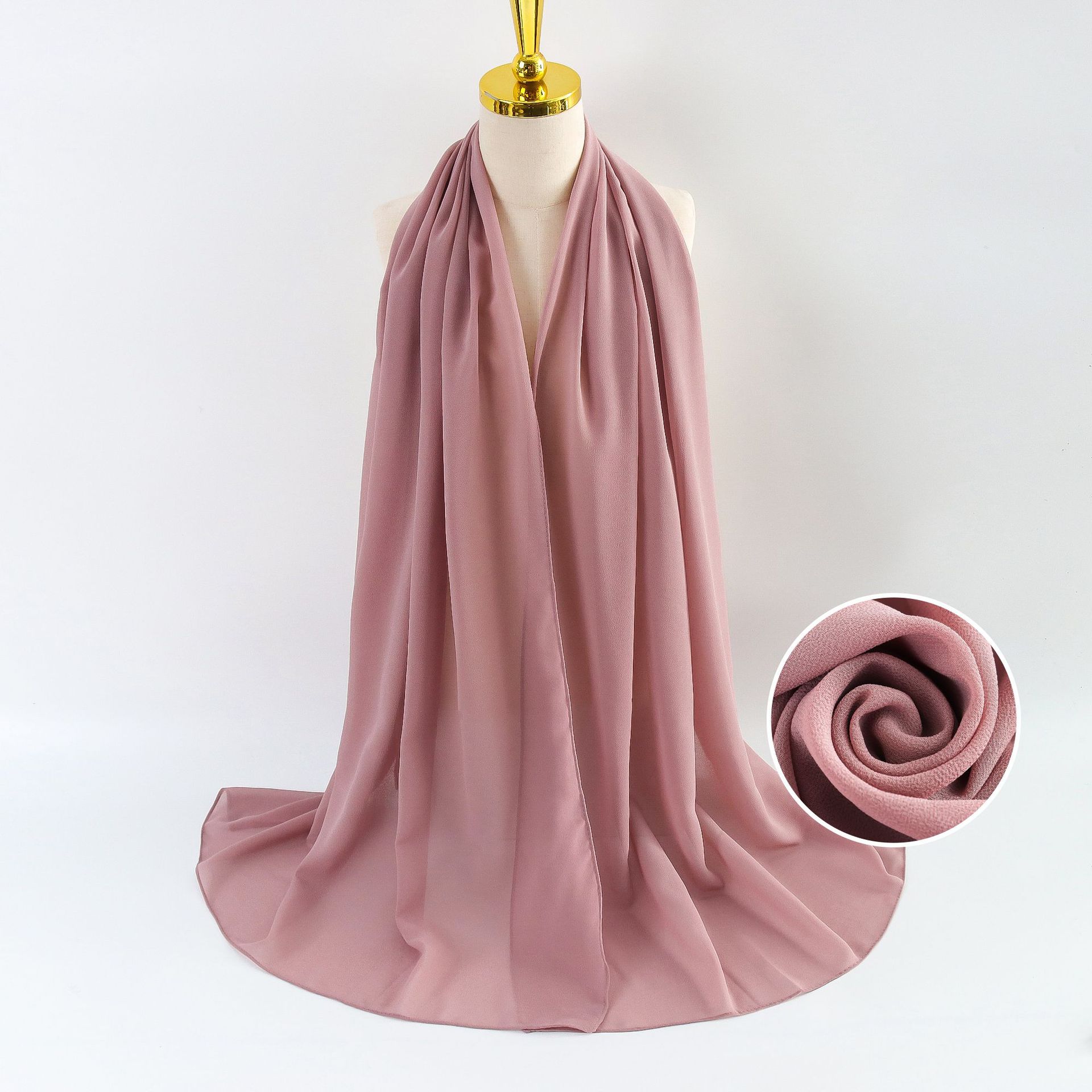 K919 Cross-border pearl chiffon scarf for women solid color bubble scarf all-match head scarf Malaysia silk scarf manufacturer wholesale