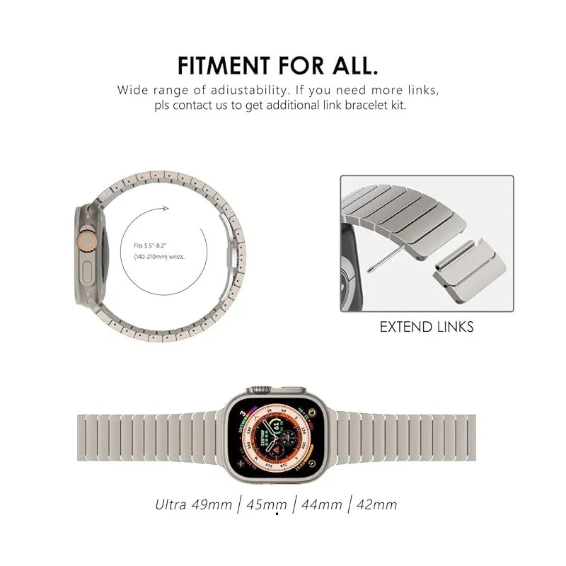 Stainless Steel Link Bracelet Compatible with Apple Watch Ultra 2 Band 49mm 46mm 45mm Armband Metal Strap for iWatch Series 10 8 7 6 5 4 SE 41 38mm fr