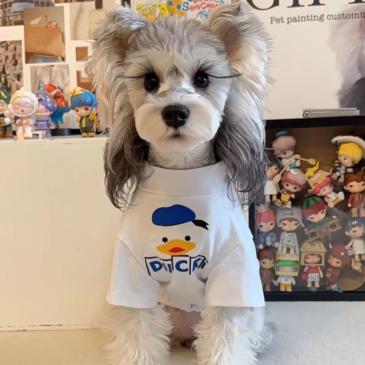 Dog Shirts Cotton Duck Print T-Shirt, Summer Pet Clothes for Small Medium Dogs, Soft Puppy Apparel Cat Tee, Breathable Stretchy Lightweight Pet Appare
