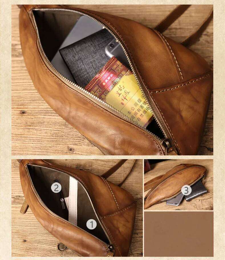 Vintage Genuine Leather Men's Chest Casual Messenger Retro Shoulder Fashion 2025 New Small Bag Soft Men Cotton