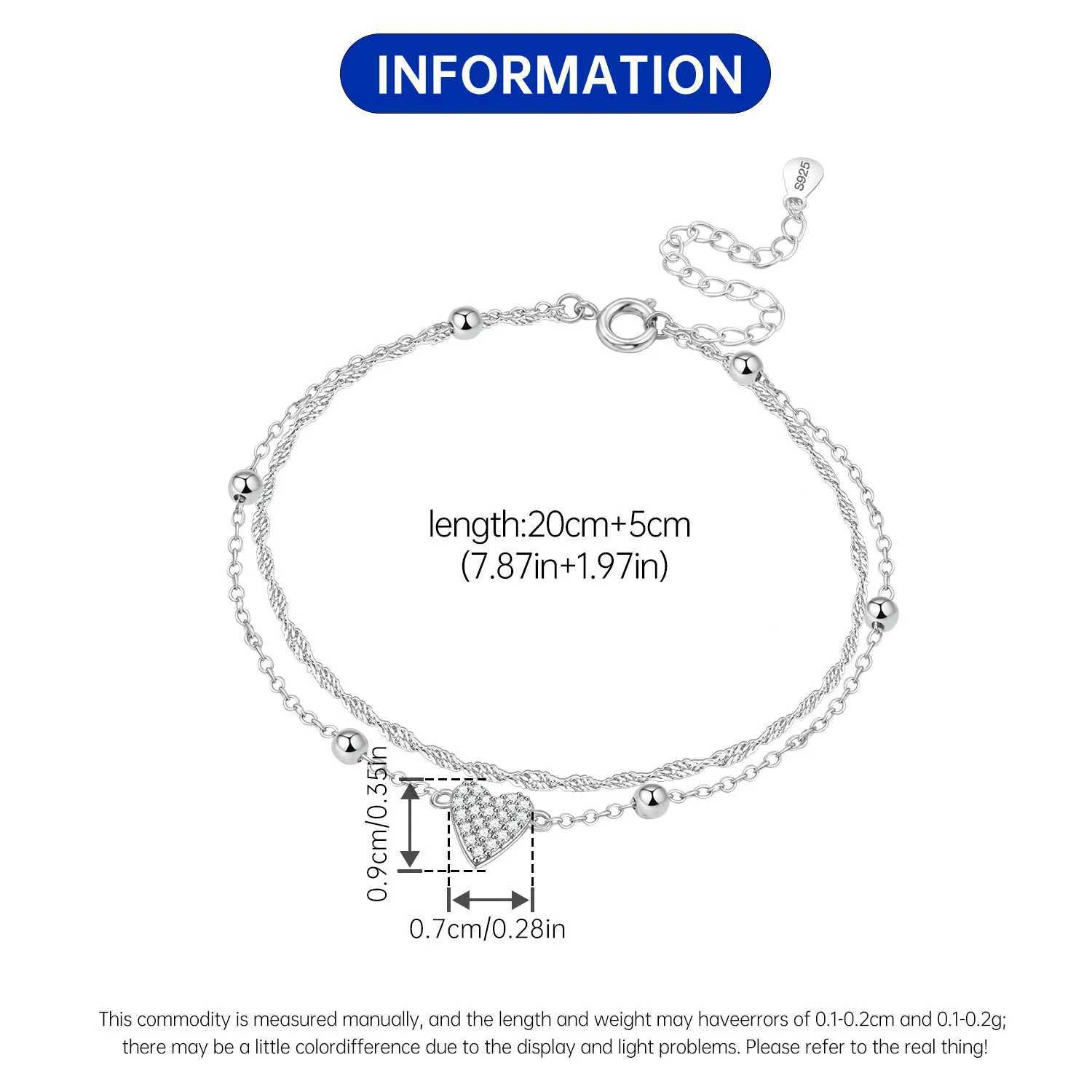 CYCUFF NEW 925 Sterling Silver Shiny Double-layer Love Anklet Charms Fashion Versatile Anklet Birthday Party Jewelry Gift Making W250604