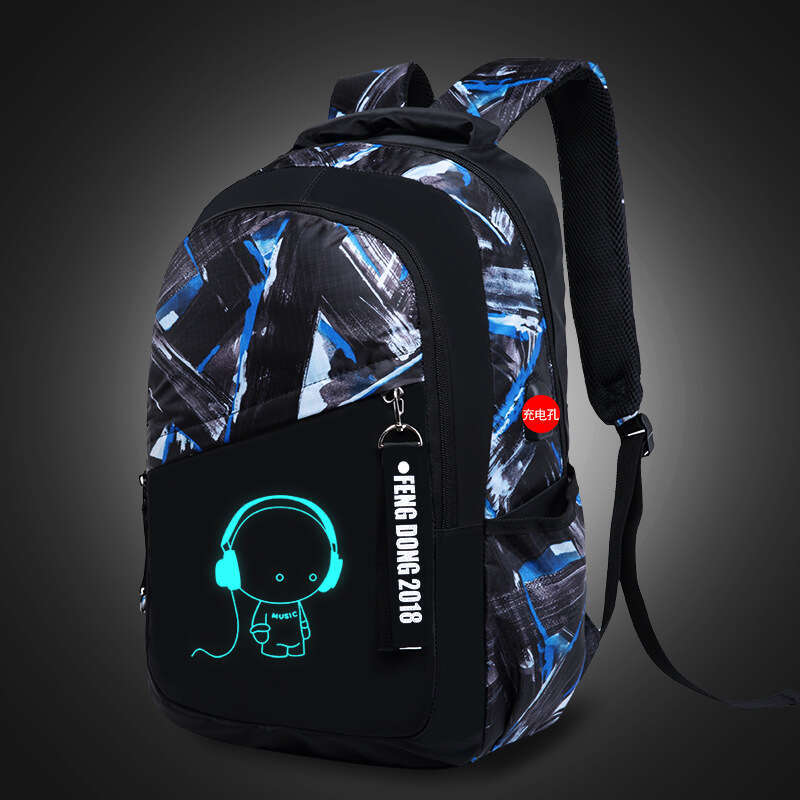 Men's Backpack for Middle Students, School Laptop Bag, Lightweight and Durable with Night Glow