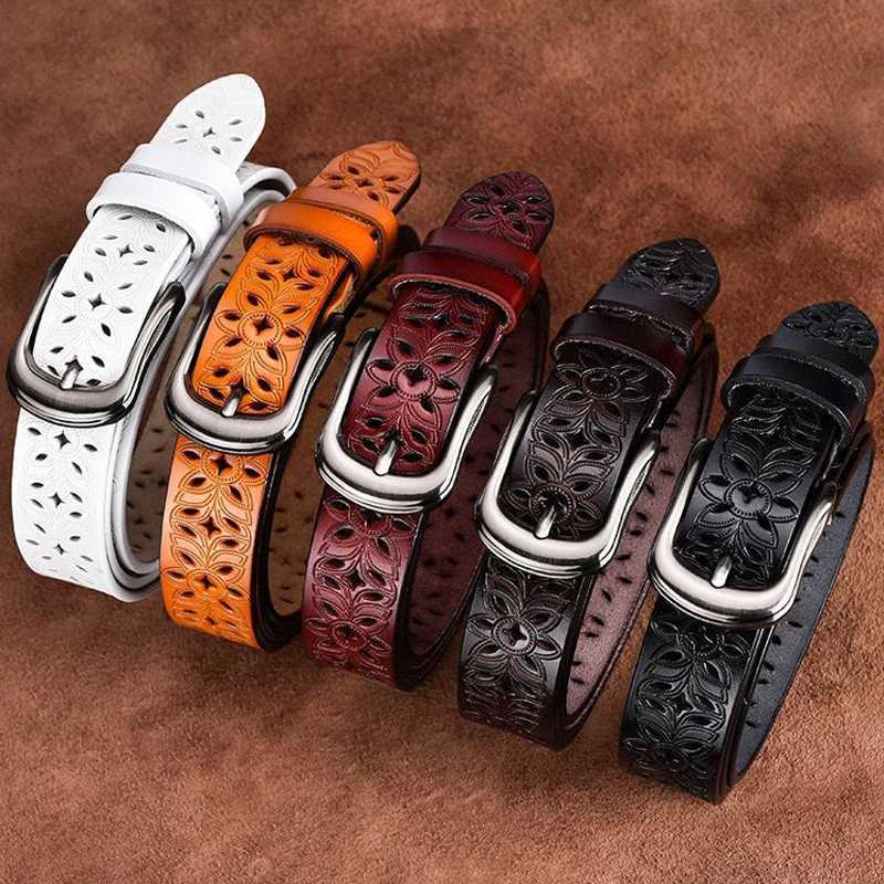New Fashion Hollow Pattern Belt Ladies Trendy Waistband Genuine Woman Belt Classic Pin Buckle Imitation Leather Strap Skirt W250604