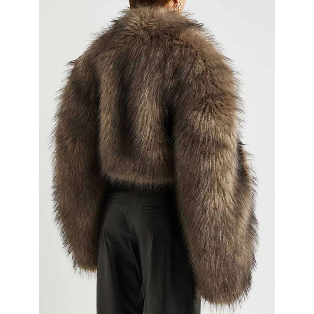 Vintage Faux Short Coats Women Retro Thick Large Cuffs Button Solid Fur Coat Female Winter Warm Chic High Street Outwear luanyun