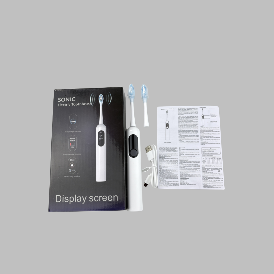 Rechargeable LED Screen Electric Toothbrush Waterproof Smart Ultrasonic Toothbrush Household