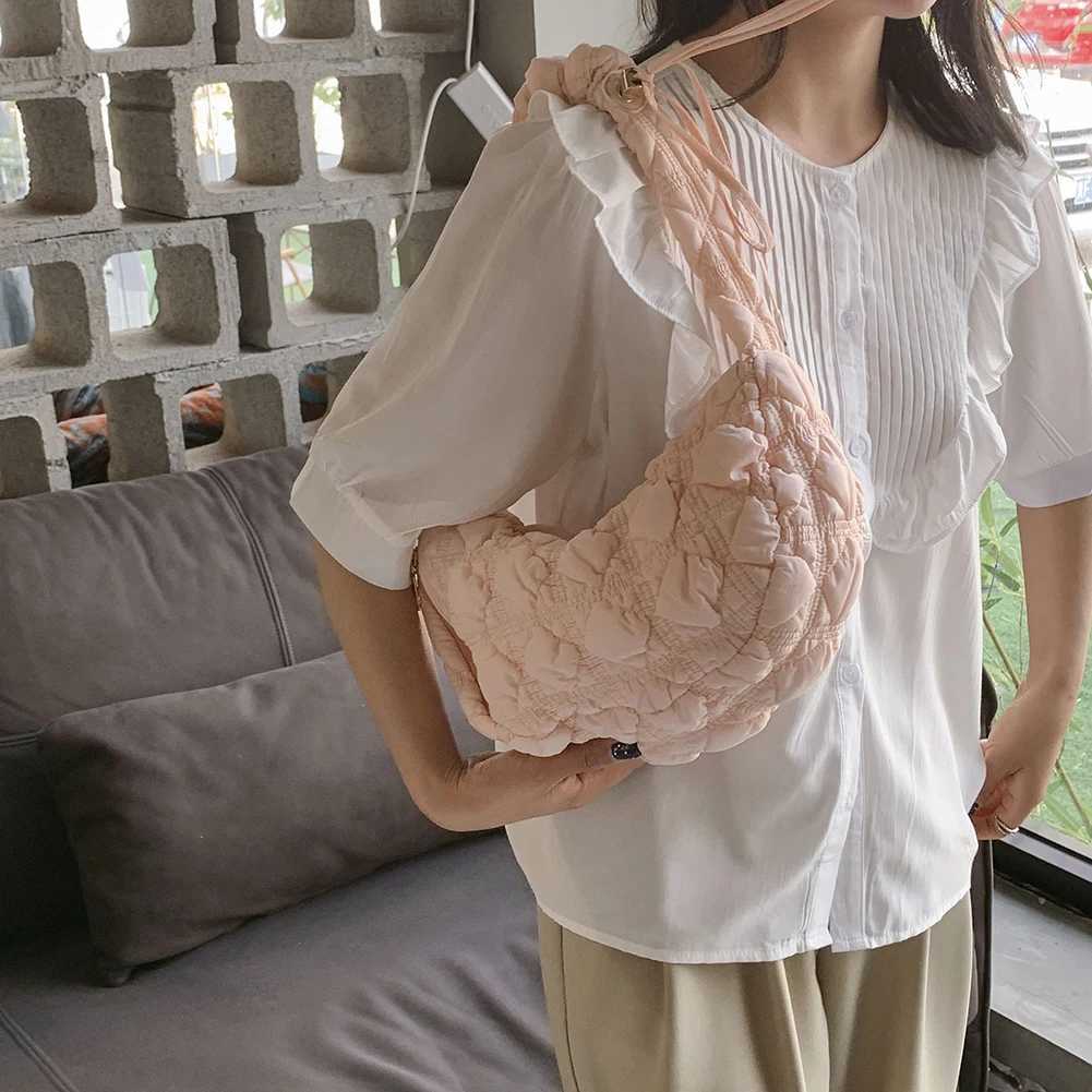 Women Ruched Quilted Cloud Bag Nylon Shoulder Bags for Women Handbags Tote Crossbody Messenger Bags Shopper Purses Clutch 2023 XJ250604