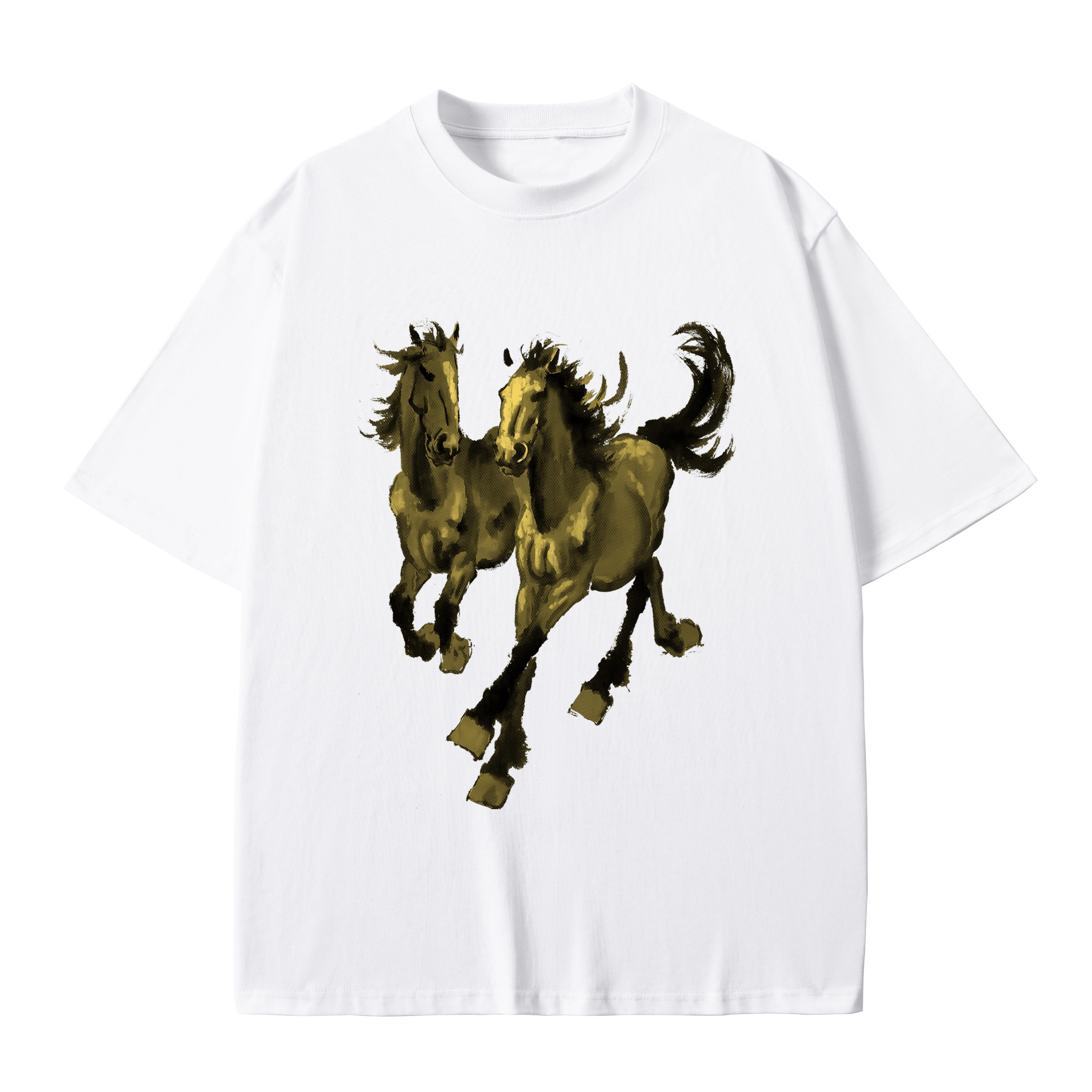 T-shirt men's top designer cotton T-shirt Silver the golden Steeds short sleeved clothing high-quality fashionable T-shirt BROADTRUE