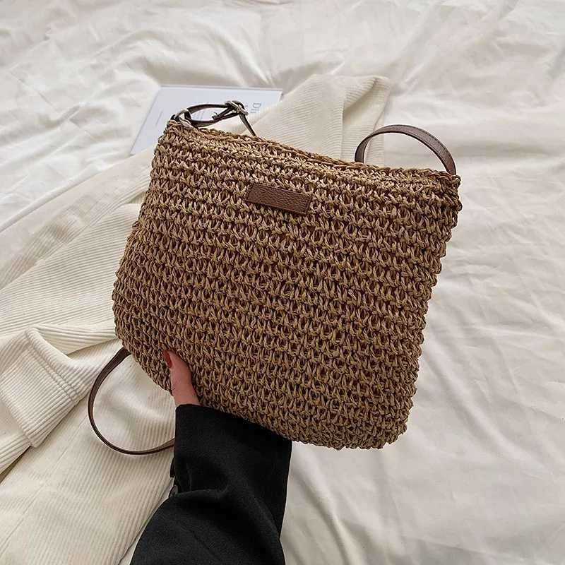 Leisure Crossbody Straw Bag - Simple Handbag Straw Bag for Weaving - Beach Vacation Bag - Sandbag Bag for Women - Versatile Bag XJ250604