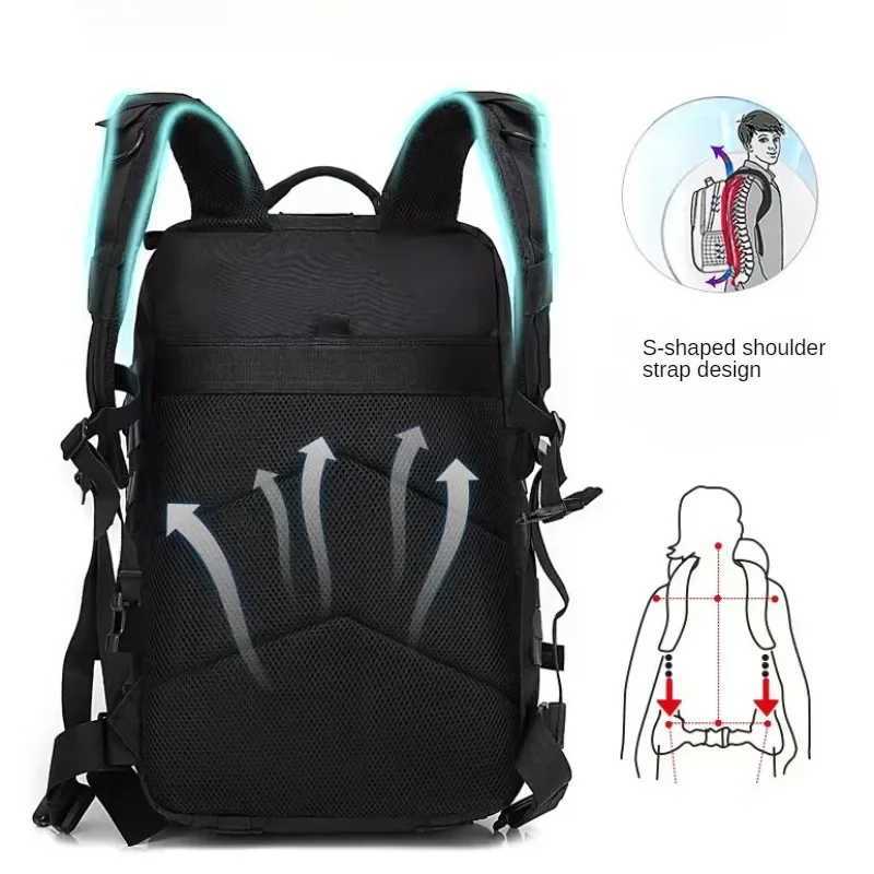 45L Tactical Backpack 3P Bag Assault Backpack Outdoor 3 Days Travel Waterproof Climbing Rucksack Camping Hiking Hunting Backpack W250603