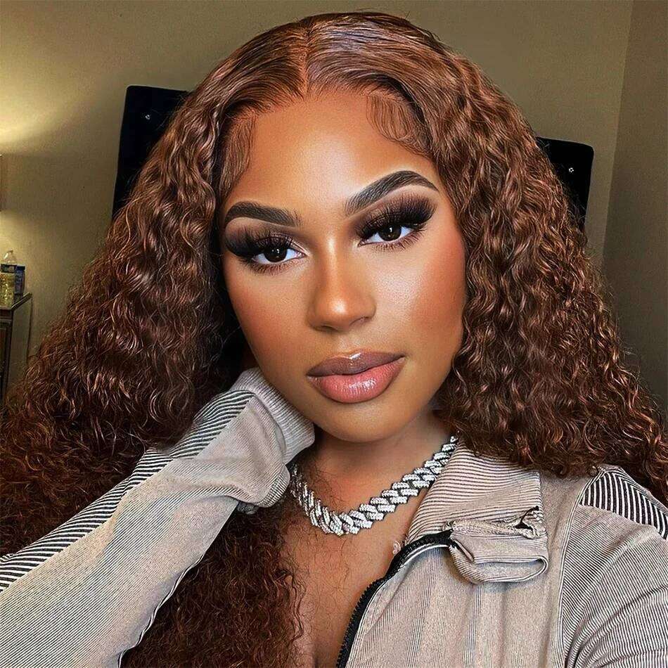 Curly Transparent Lace Front Wig Chocolate Brown 13x4 13x6 Brazilian Deep Wave Woman Wigs Human Hair Pre Plucked