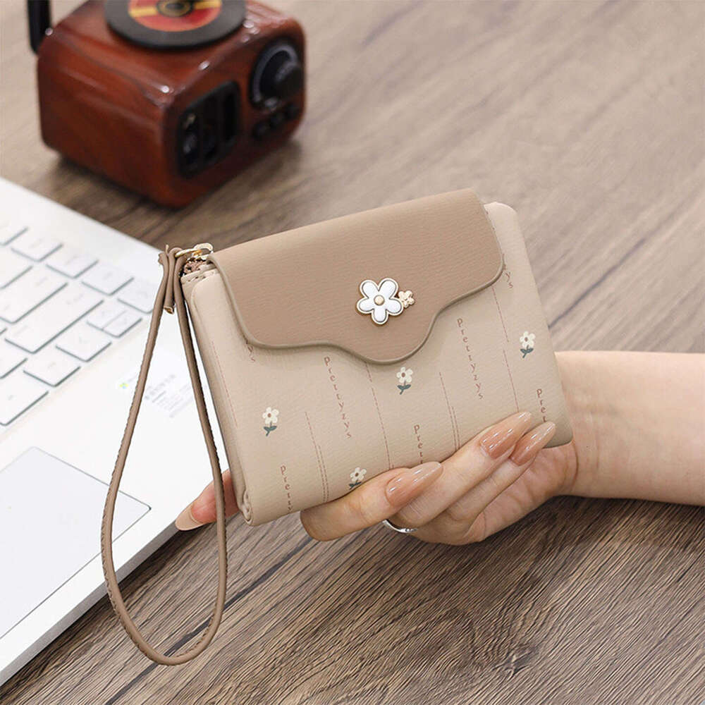 New Wallet INS Women 80% off Short Card Holder Student Color-Block Floral High-End Zipper Coin Purse