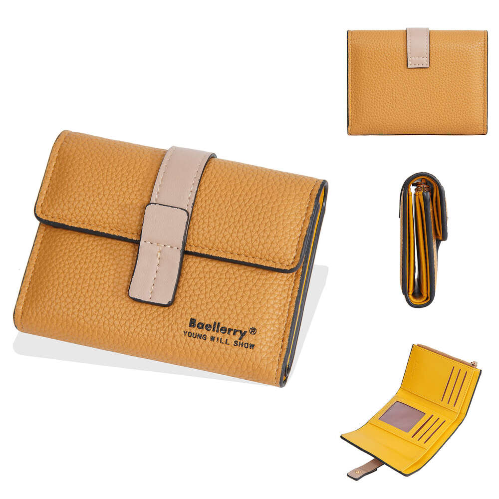 New Women's Short Baellerry Korean Fashion 70% off Multi-Card Slot Coin Purse Color-Block Wallet for Women