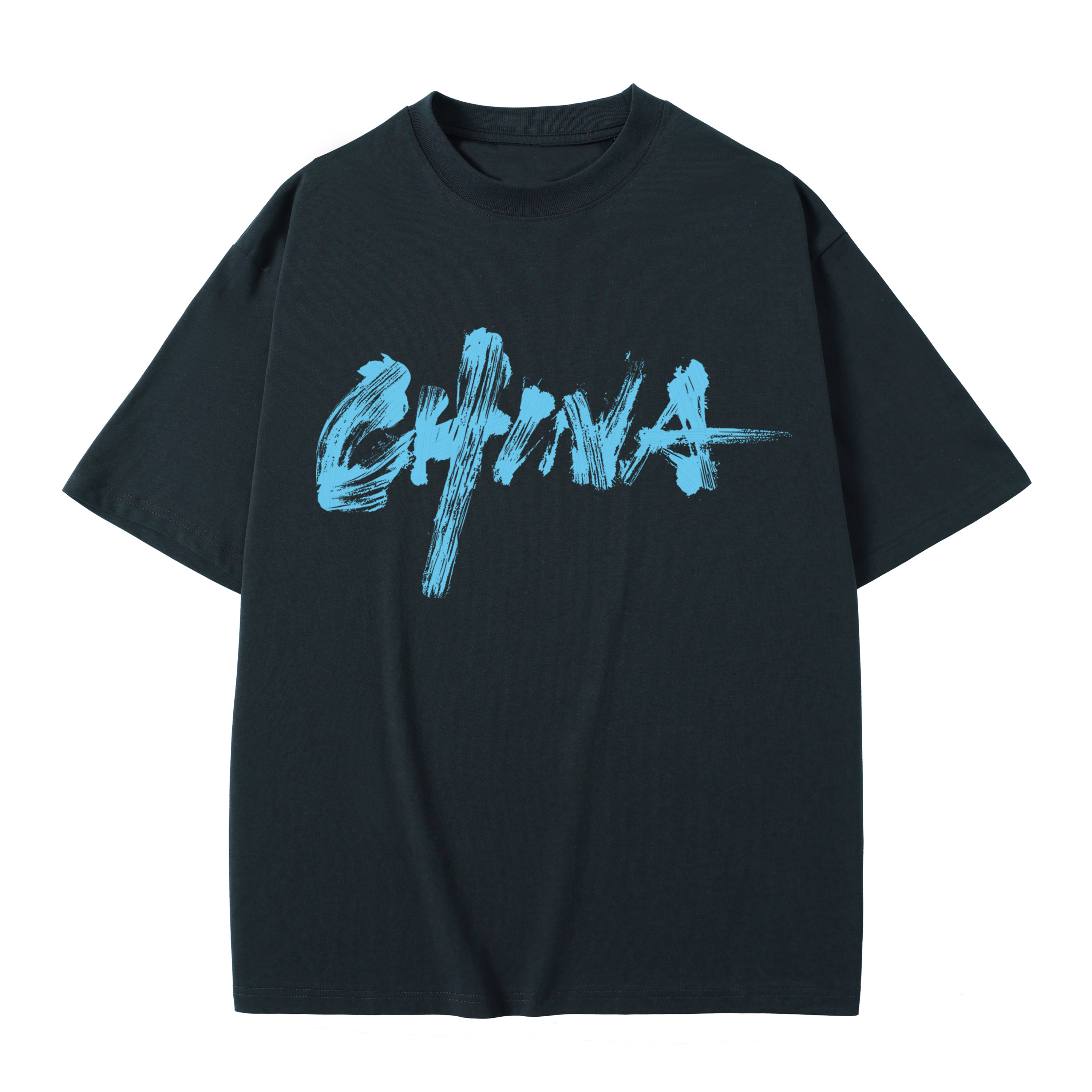 T-shirt men's top designer cotton T-shirt blue logo big Painting short sleeved clothing high-quality fashionable T-shirt BROADTRUE