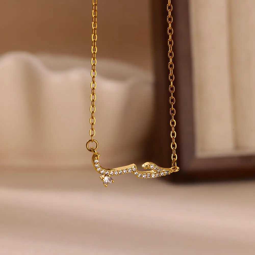 Personalized Arabic Love Letter Pendant Necklace For Women Gold Color Stainless Steel Clavicle Chain Fashion Islamic Jewelry XJ250604