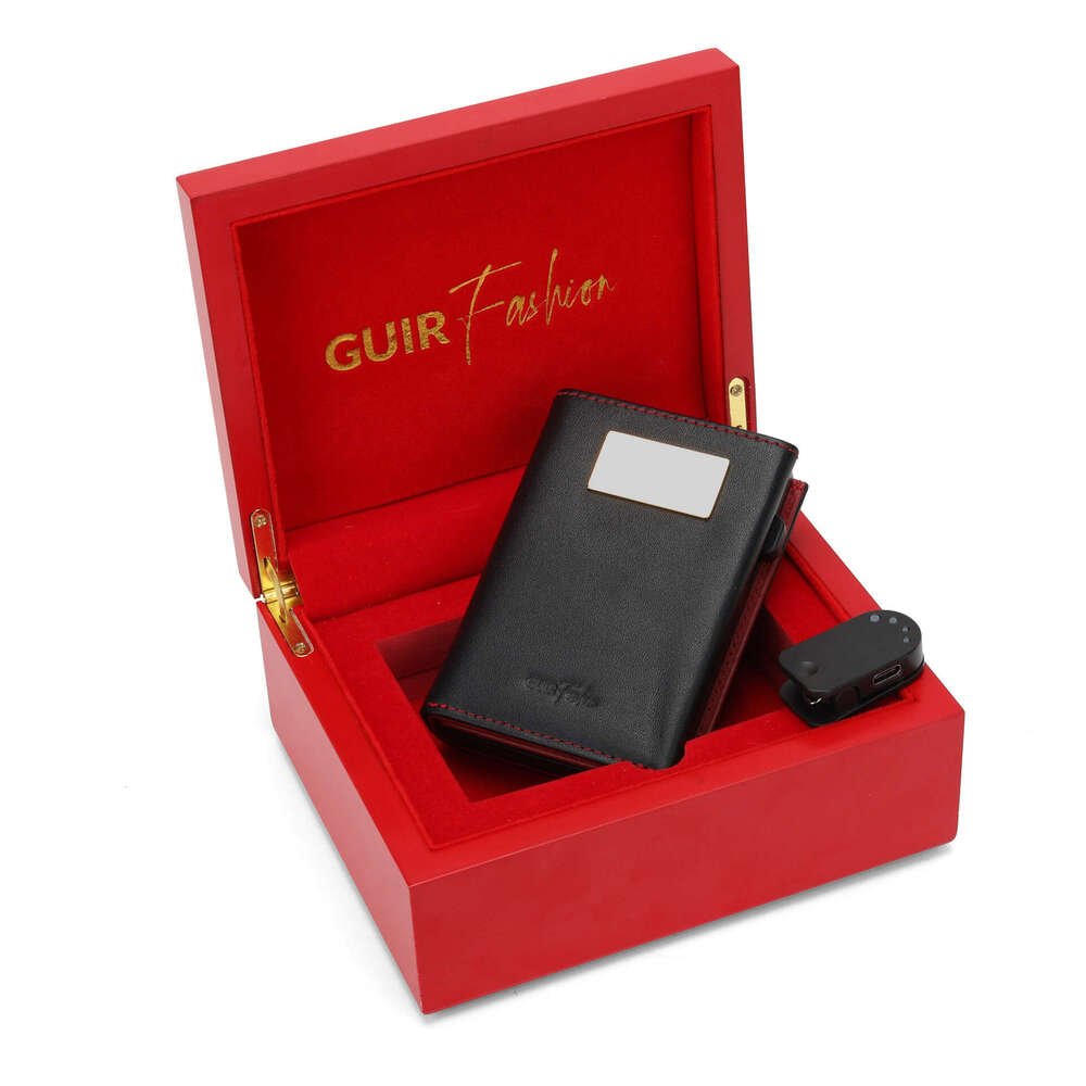 Bluetooth Chip Positioning Men's Short 70% off Metal Card Holder Anti-Degaussing Vertical Genuine Leather Wallet