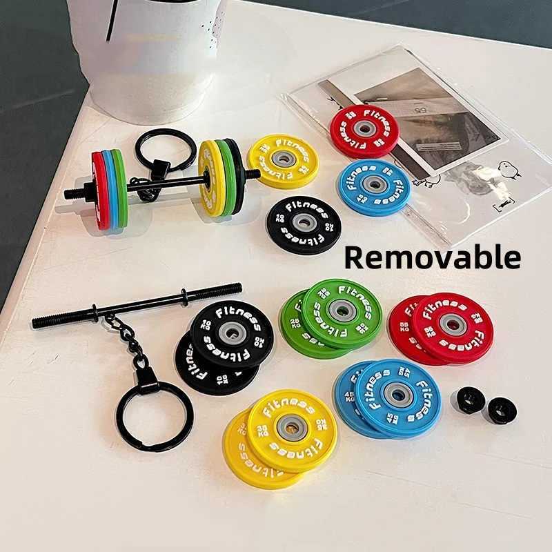2025 New Barbell Keychain DlY Silicone Dumbbell Keychain Gym Gifts for Gym Lovers Fitness Trainer Gift Backpack Car Key Pendant M250604