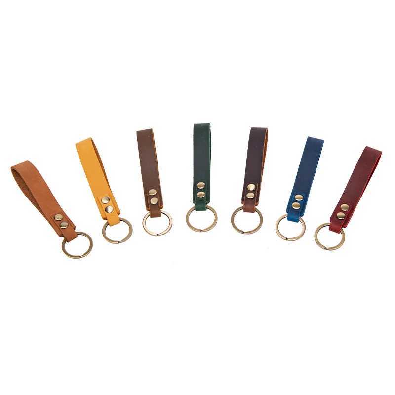 New Classic Vintage Cow Leather Keychain Men Personality Fashion Leather Car Key Ring K5057 M250604