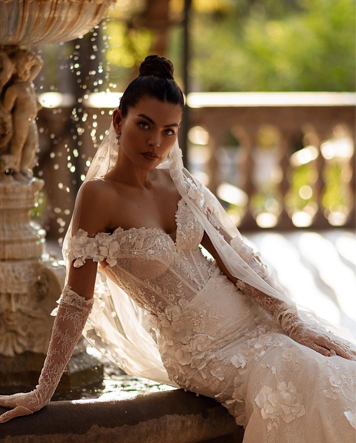 3D Flower Lace Mermaid Wedding Dresses Off Shoulder Sexy Bridal Gowns with Train Elegant Beaded Bride Dresses