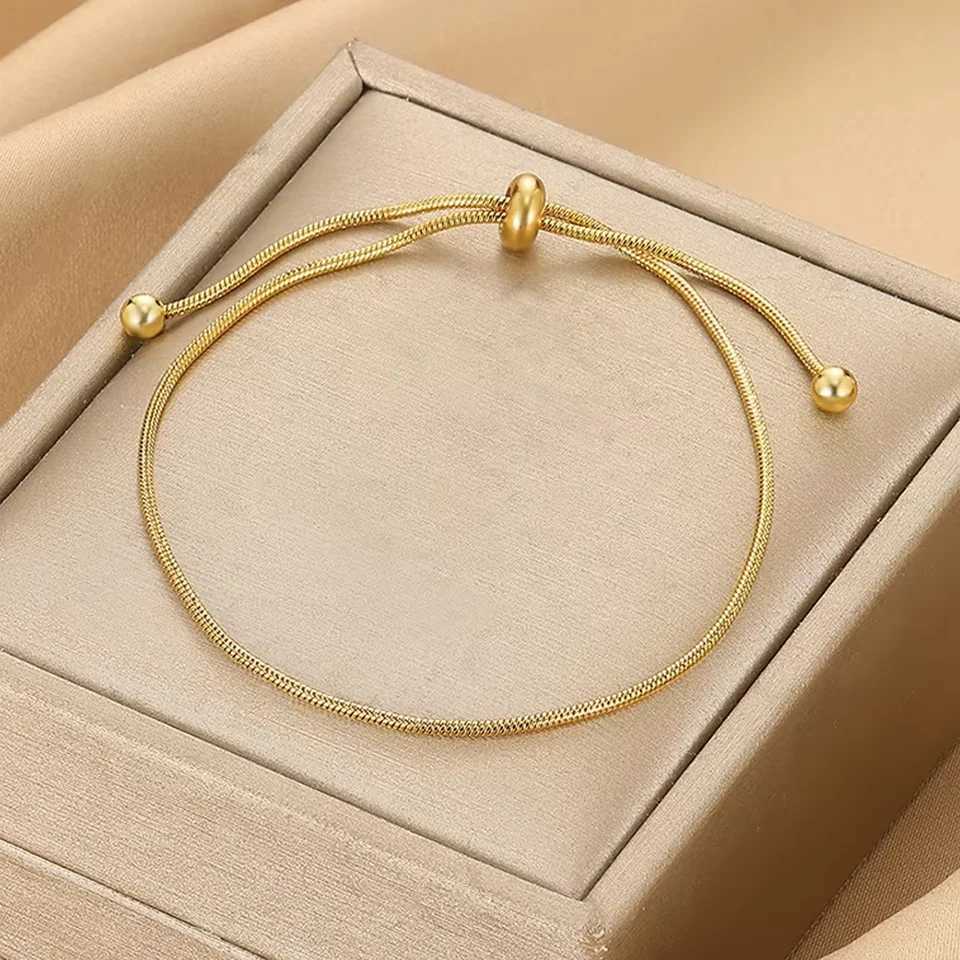 Summer Adjustable Chain Anklet Bracelet For Women Fashion Thin Chain Anklet Foot Beach Stainless Steel Waterproof Jewelry Gifts W250604