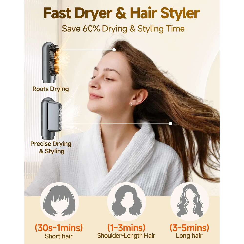 Hair Brush 6 In 1 Air Styling&Drying Multi-Styler With Auto-Wrap Curlers,High-Speed Frizz-Free Blow Dryer