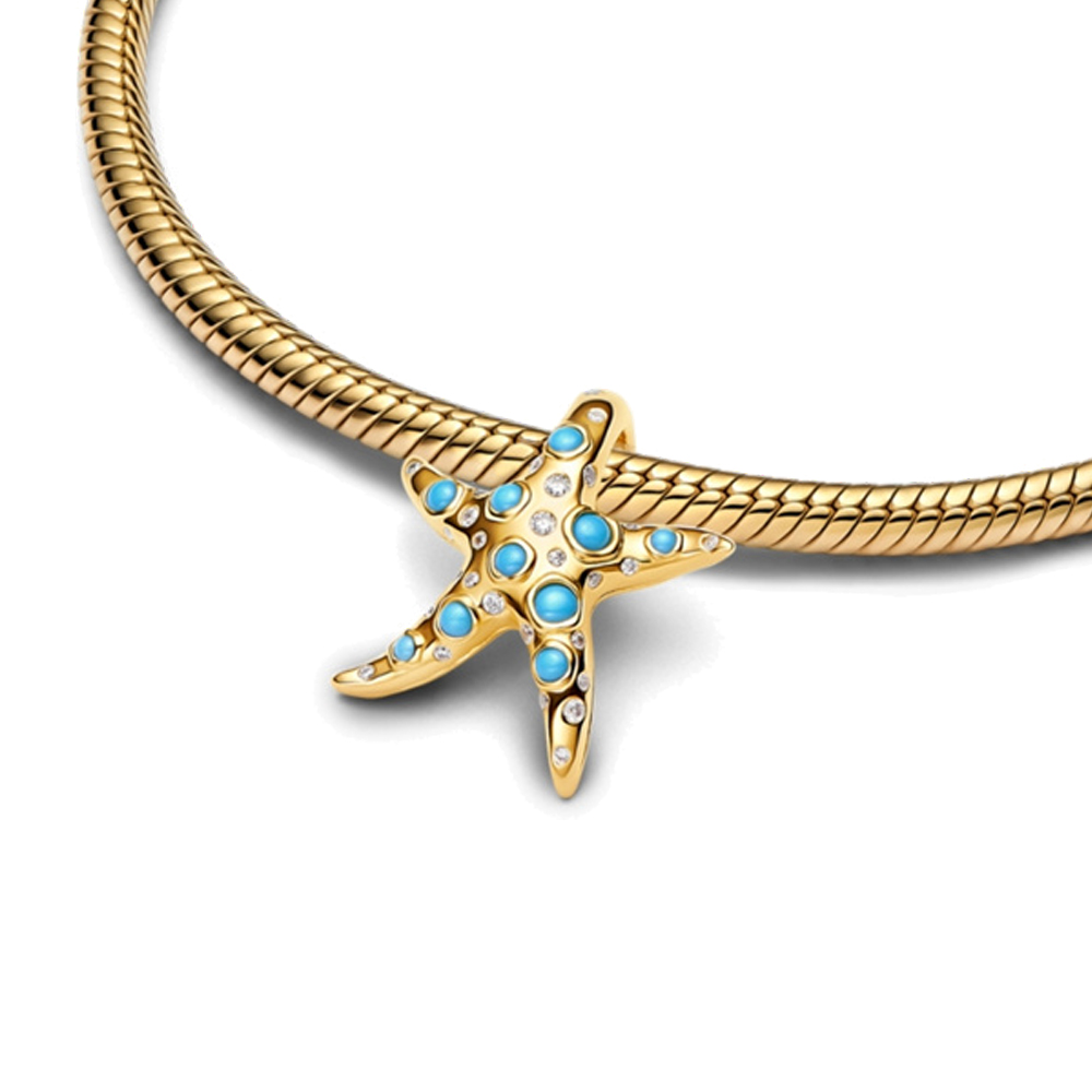 FewDook 2025 New Summer Ocean Series Charm Starfish Shell Coconut Tree Dangle Charms Fit Original Pan Bracelet Bead for Women Accessories Jewelry Maki