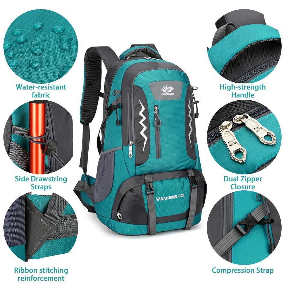 Hiking Backpack 60L Water-resistant Camping Backpack for Men and Women Outdoor Sport Travel Mountaineering W250603