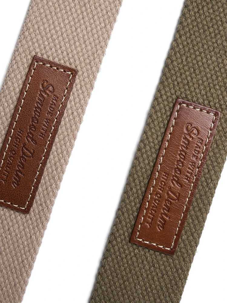 SIMWOOD Belt Men Women Gift Braided Web Belt With Genuine Leather Wrap Patch Double Ring Buckle Belt W250604