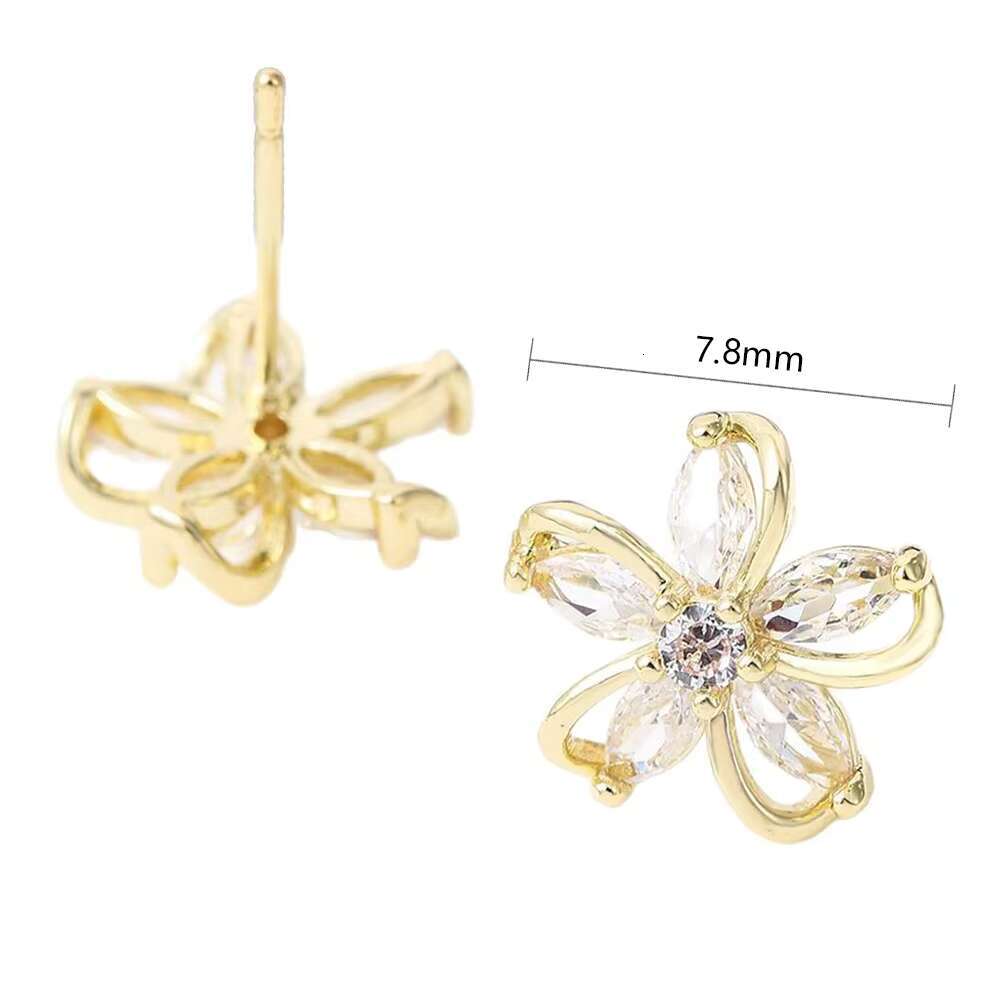 Han style diamond five petal earrings; Simple earrings; Simple fashion; Trendy elegance; Ladies gift.