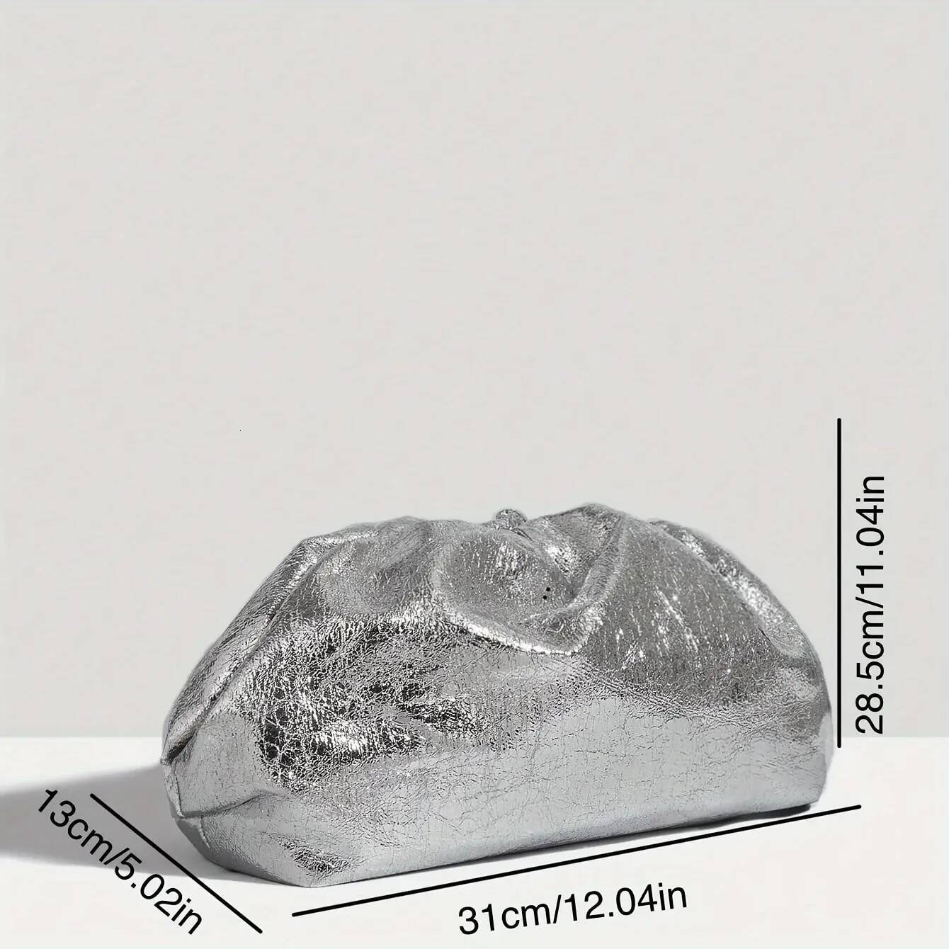 Women Metalic Clutch Grab Bag in Sier Gold Color Suitable for Wedding Party ,Christmas, Valentine's Day and Dinner