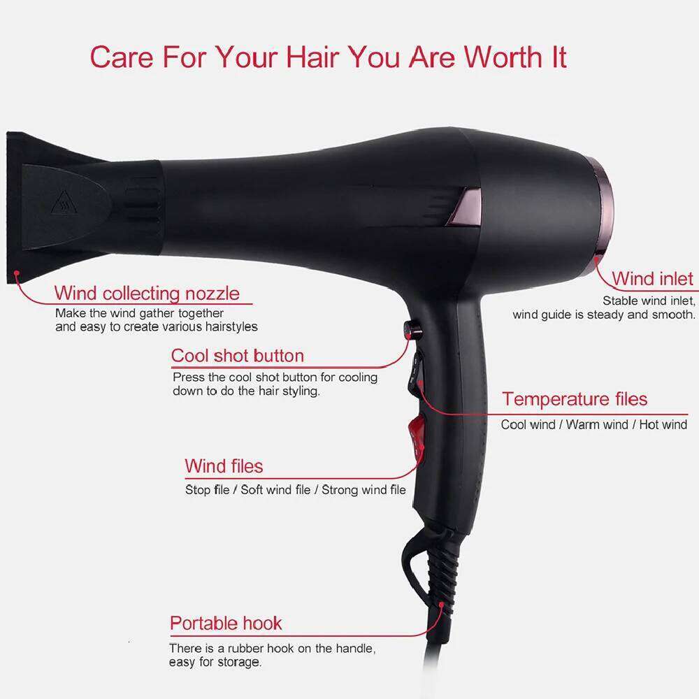 2400W Professional Dryer Hot Cold Wind Blow Dryer Hairdryer For Hair Salon For Household Use