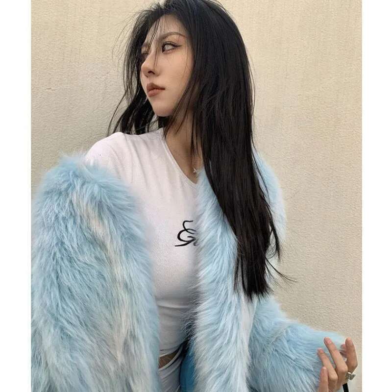 Fall/Winter 2025 Plush Fur Jacket Women's Overcoat Fashion Loose Long Imitation Fox Hair Slim Mao Coats Female Warm Coat