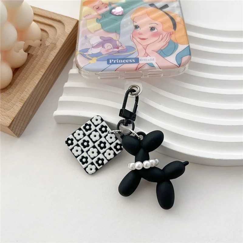 IFYOUOO Cool Acrylic Cartoon Balloon Dog Keychains Black Color Heart Flower Pendant Phone Chain Key Buckle Accessories Bag Toys W250604