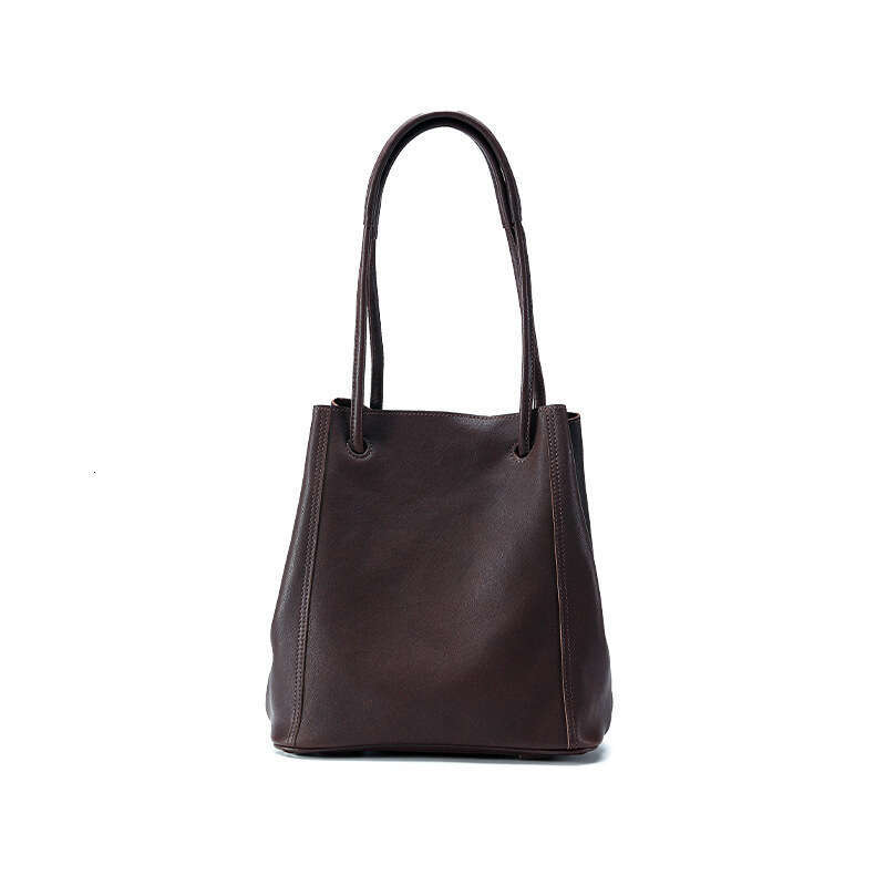 Women's Bags Designer Qiuzhen Bucket For Women, Crossbody Commuter Large Capacity Tote Bag, Genuine Leather Niche Tanned Cowhide Bag