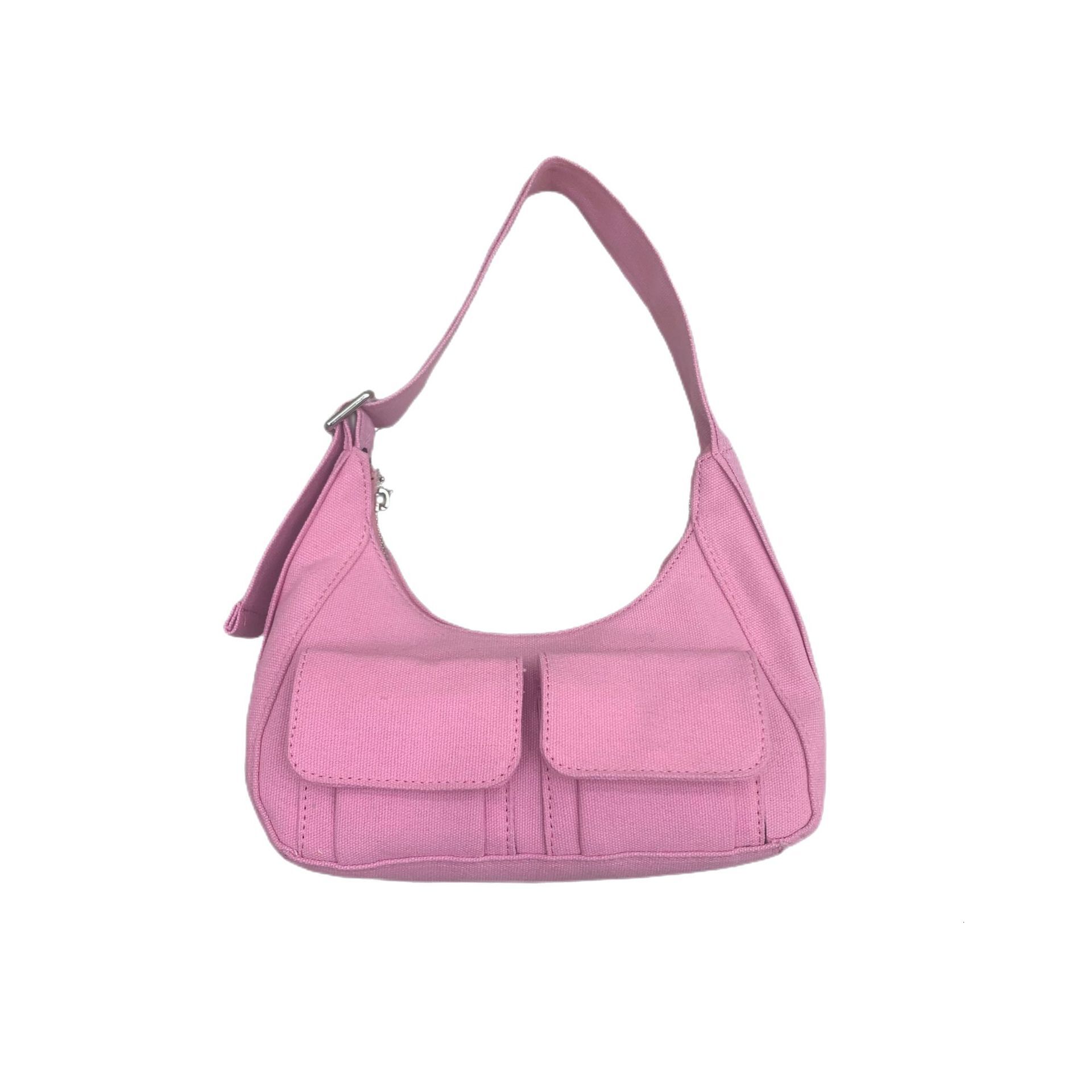 Spring/Summer New Korean Sweet Cool Pocket Canvas Bag Motorcycle Bag Handbag Underarm Women's Shoulder Bag Designer Crossbody Bag