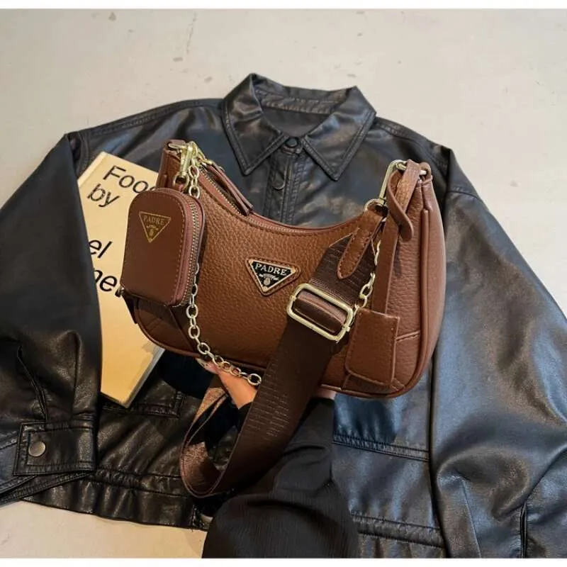 Designer Shoulder Purse Crossbody Vintage Style Women's Crescent High Quality Leather Tote Black Large Capacity Shopping Bag
