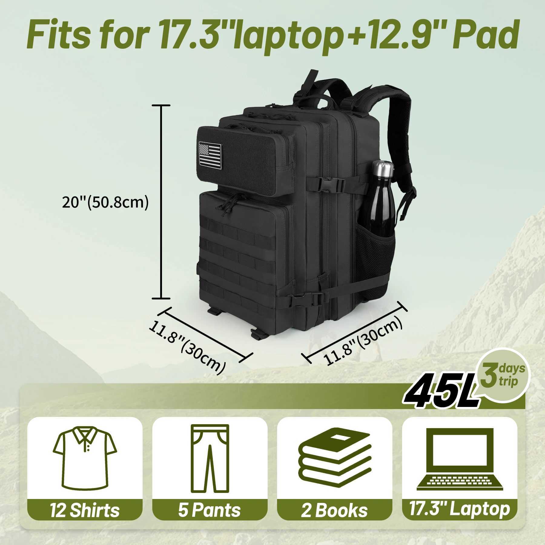 50L Mens Tactical Backpack Outdoor Survival Mountaineering Bag with Moore Webbing Load-Bearing Velcro DIY Compatible W250603