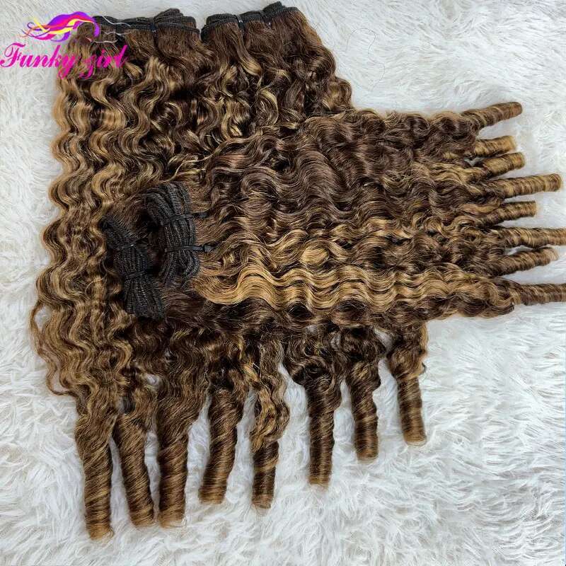 Highlight 12A Grade Burmese Curly 100% Pixie Curls Raw Hair Bundles Unprocessed Human hair Deals Full