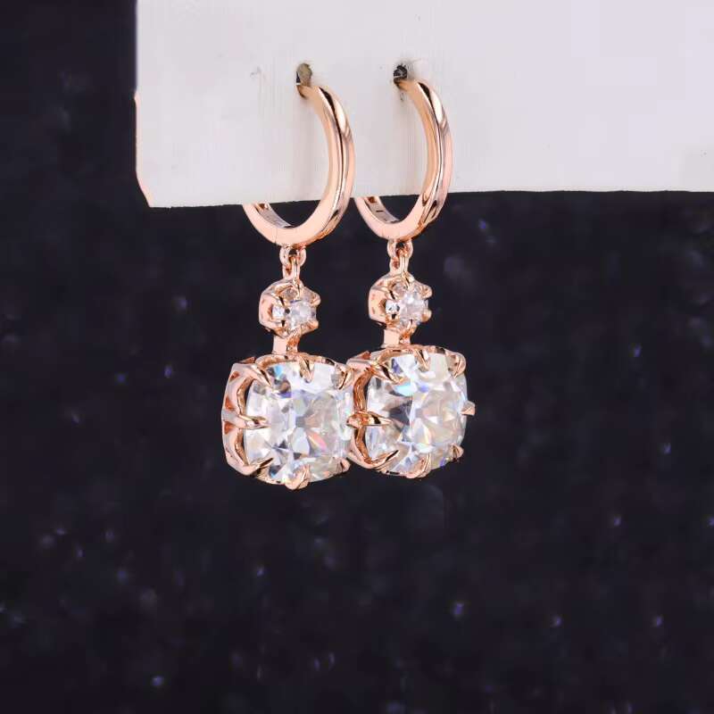Hot Sale Cushion OMC 7.5mm Moissanite Jewelry 3mm OEC Synthetic Moissanite 10k 14k Gold Earrings